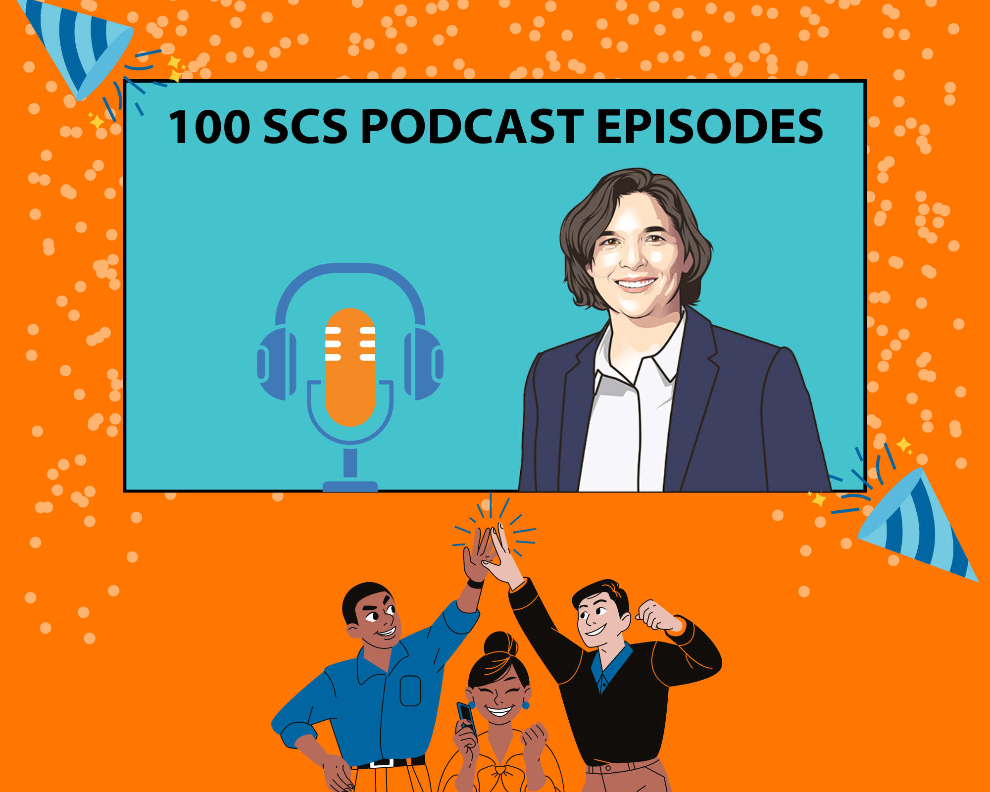 marco de 100 episódios de podcast